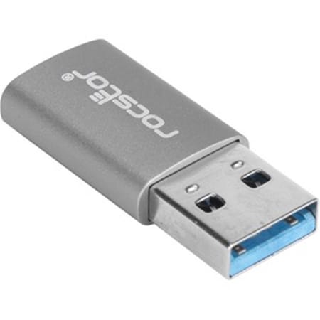 Rocstor USB Male to USB C Female Adapter USB 3.0 Type-A Male USB Type-C, Grey RO306518